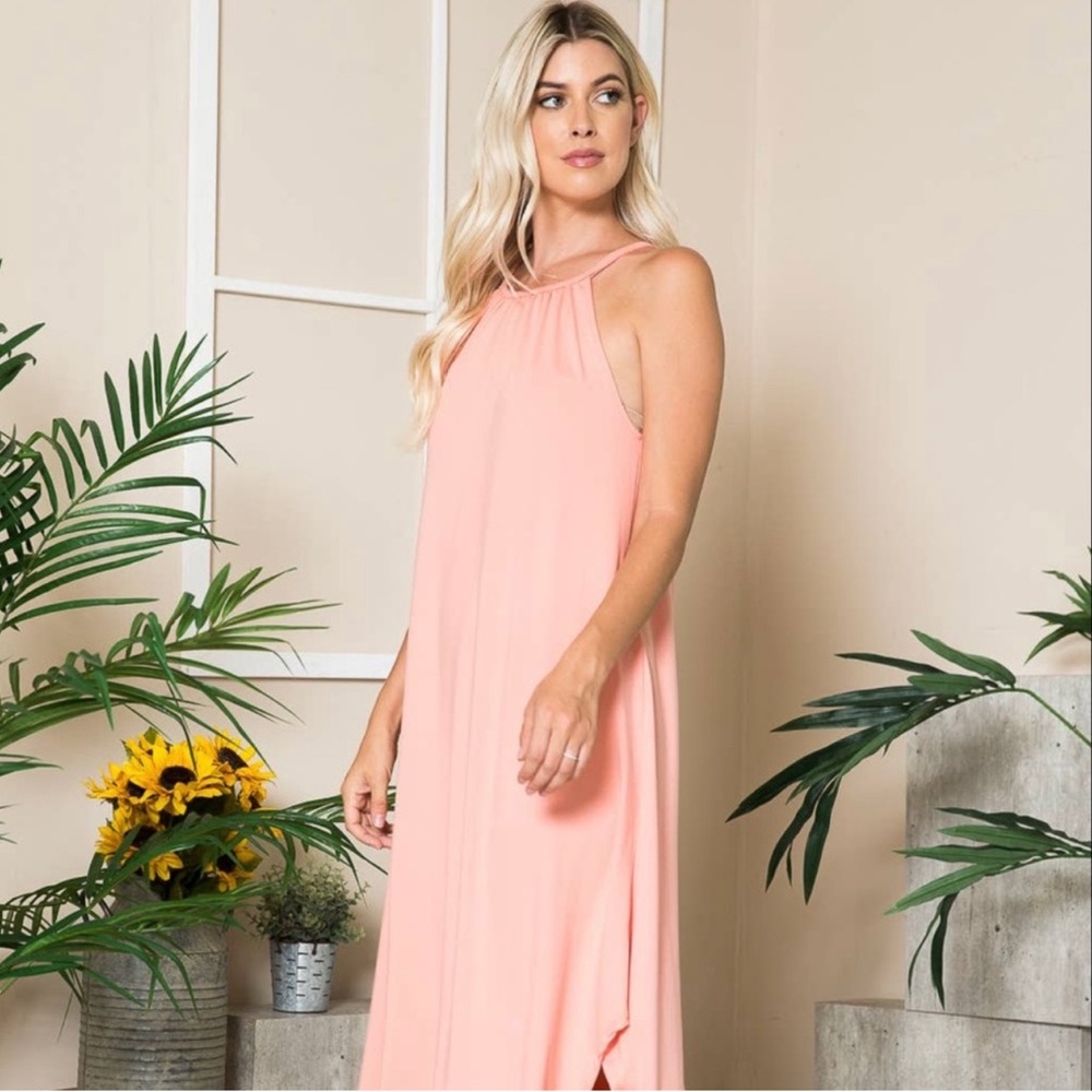 Cantaloupe Halter Neck Maxi Dress